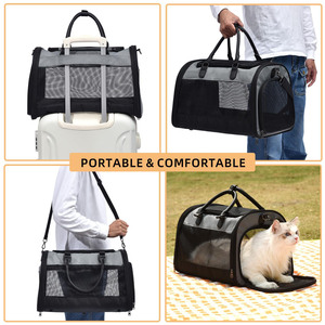 Bolsa de Transporte para Mascotas Transpirable, Aprobada por Aerolíneas, de Malla Suave, Plegable, para Perros y Gatos, con Correa para Equipaje y Tapete Lavable - Product Image 4