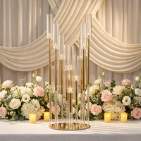 Chandelier de luxe fait main en fer doré à 10 bras, en métal et acrylique, pour centres de table de mariage, décorations de fêtes et événements