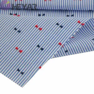 Cotton swiss dot stripe dobby fabric