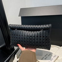 JMMS 14 Sac à main de luxe pour femme, multicolore, pochette à main ajourée tressée, sac à fermoir, sac enveloppe tendance
