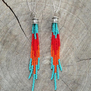   Pendientes Boho Hechos a Mano, Pendientes de Flecos con Cuentas, Pendientes de Borlas - Product Image 1