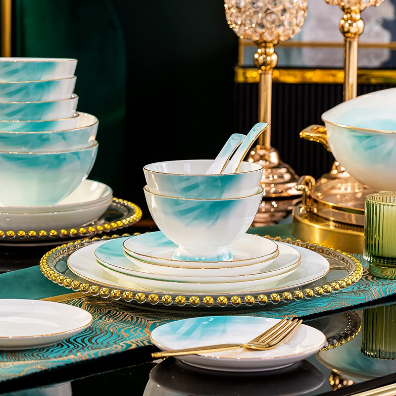 72 Pcs Luxury Fine Bone China Dinnerware Set - Elegant White and