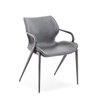 Chaise de salle à manger moderne en cuir marron foncé avec pieds en métal de haute qualité, chaise de salle à manger Vintage