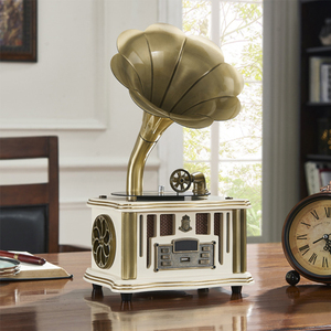 Tocadiscos retro con función de altavoz Bluetooth, reproductor de discos de vinilo vintage, decoración para el hogar, regalo para sala de estar, estudio u oficina. - Product Image 3