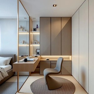 Toeletta Professionale in Legno di Pino Massiccio con Armadietto Divisorio, Specchio Illuminato, Design Minimalista di Lusso per Camere da Letto, Hotel e Appartamenti - Product Image 3