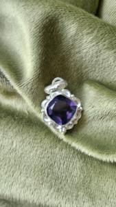 Handmade 925 Sterling Silver Amethyst Pendant <b>Cushion</b> <b>Purple</b> Gemstone Jewelry - Product Image 3