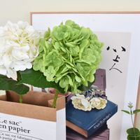 Bouquet d'hortensias artificiels de luxe aspect naturel, effet mouillé, pour centre de table et décoration de vase à domicile (vente en gros)