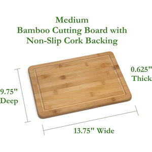 Planche à <span class=keywords><strong>d</strong></span>écouper en bois de bambou naturel 14x10x0,6 pouces avec support antidérapant en liège pour viande, fromage, <span class=keywords><strong>steak</strong></span>, service et <span class=keywords><strong>d</strong></span>écoupe en cuisine - Product Image 2