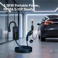 Pengisi Daya EV Portabel Baru Tipe 2 16A NEMA 5-15P Arus Dapat Diatur Pintar IP66 Tahan Air 110V-240V untuk Mobil EV
