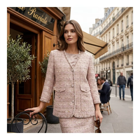 Nuevo y Exclusivo Tejido Personalizado OEM/ODM de Lujo Color Lavanda con Volantes y Cuello en V Estilo Parisino Elegante para Otoño 2026