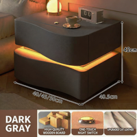 Table de Chevet Minimaliste Écologique avec Lumière LED Tactile, 2 Tiroirs, Table de Rangement Moderne pour Chevet, Meuble Durable à Capteur pour Hôtel