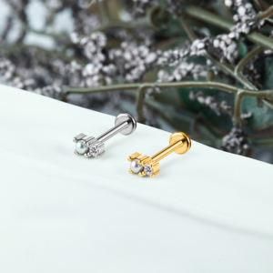 Poennis <span class=keywords><strong>Helix</strong></span> Piercing oro <span class=keywords><strong>argento</strong></span> placcato in acciaio inox 6 8Mm orecchio Labret Tragus Flat Back orecchini orecchini gioielli - Product Image 4