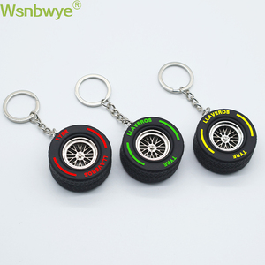 Pvc Soft Rubber Tire Shaped Cute Creative Tire Key Couple Wire Wheel Promotional Gift Custom logo Rubber Color Wheel Keychain