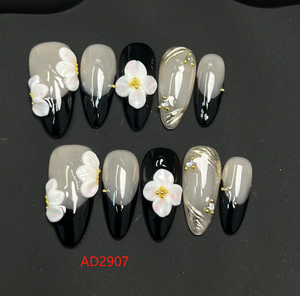 Faux ongles artificiels à presser en ABS faits à la main, couvrance totale, haute qualité, <span class=keywords><strong>modèle</strong></span> <span class=keywords><strong>manucure</strong></span> française, design floral portable, pose facile - Product Image 6