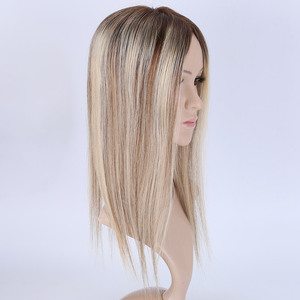 Supply Top Grade Silk Top/Fish Net/Mono With <strong>Open</strong> Weft /Mono/Full Lace Lace Front Blonde Ladies Human Hair Virgin Wig <strong>Topper</strong> - Product Image 5
