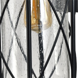 Lámpara de pared de hierro para exteriores, accesorio de jardín con acabado negro y sombra de cristal de semilla impermeable IP44 E26/E27, DK-001A, venta al por mayor - Product Image 2