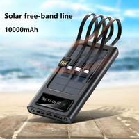 Cargador Solar Portátil con Logotipo Personalizado, Doble Puerto USB, Entrada Dual, Batería de Litio-Polímero Integrada, 4 Cables, Banco de Energía Solar de 10000 mAh
