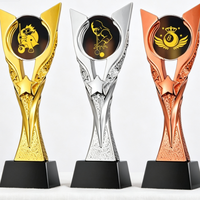 Trophée de compétition de billard personnalisé gravé directement en usine, or, argent, bronze, trois couleurs, en résine, souvenir de billard/snooker