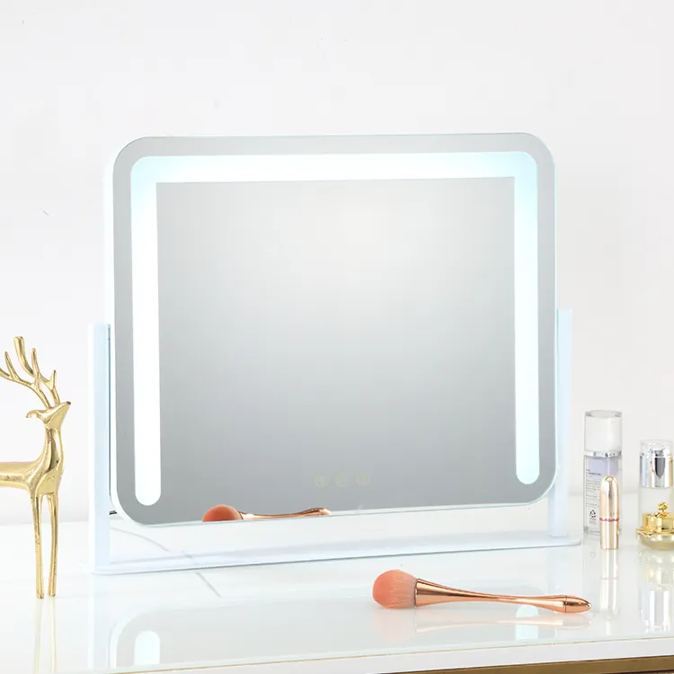 Espelho para maquiagem com iluminação led, sensor de luz para maquiagem profissional, com áudio azul