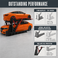 Elevopark 24 Second Tilting Two Post Simple Parking Lift with Wheel Positioning Bar for Narrow Repair Workshops