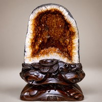 Vente en gros de géodes de citrine naturelle du Brésil, cristal de quartz citrine jaune brut en forme de grotte, ornement Feng Shui pour la prospérité