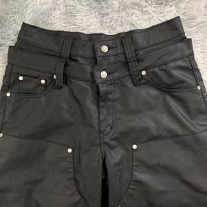 DENIMGUYS 2024 nouvelle mode de haute qualité hommes <span class=keywords><strong>noir</strong></span> Double genou travail charpentier pantalon hommes ciré <span class=keywords><strong>enduit</strong></span> Denim <span class=keywords><strong>jean</strong></span> - Product Image 3
