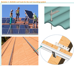 Crochets de fixation pour <span class=keywords><strong>toiture</strong></span> en tuiles, supports de montage en acier inoxydable pour systèmes solaires sur toitures à pente, fournisseurs chinois - Product Image 2