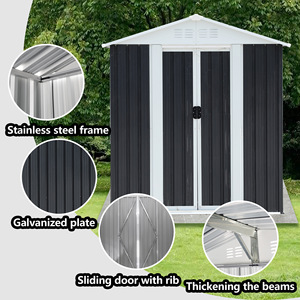 Caseta de almacenamiento exterior de metal de 8x6 pies con puertas dobles para guardar herramientas de jardín - Product Image 3