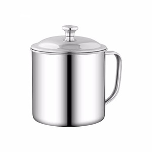 Stainless Steel Drinking Cup With Handle And Lid Tea Cup School Use <b>Drop</b> Proof Solid Color Straight Cup Household Water Bottle - Product Image 2
