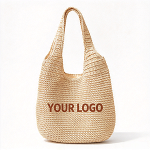 Nouveau style : Sac à bandoulière en raphia tressé pour femme, idéal pour la plage et les centres de villégiature, avec fermeture éclair, grande capacité pour le shopping et les déplacements quotidiens - Product Image 1
