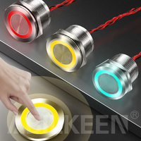 Haute Performance Étanche IP68 Momentané Tête Plate Métal 22mm Interrupteur Piezo avec Anneau 12v Illuminé Led