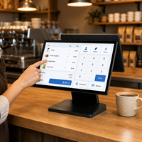 Terminal de point de vente tout-en-un à double écran de 15,6 pouces, écran client de 11,6 pouces, Intel N97, 8 Go de RAM/256 Go de SSD, Windows 10, Bluetooth/Wi-Fi