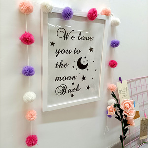 Guirlande de perles DIY aux couleurs arc-en-ciel pour décoration de Noël, guirlande de boules en feutre et pompons en laine, bannière de fête, décoration murale, vente en gros - Product Image 3