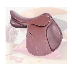 Silla de Montar de Cuero para Salto, Diseño de Doble Solapa, Asiento Acolchado Suave, Acabado Liso, Armazón de Equilibrio, Confort para el Jinete - Product Image 2