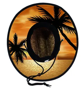 Chapeau de paille de sauveteur d'été en gros sous le bord impression personnalisée Amérique Sombrero chapeau de plage Surf sauveteur avec logo chapeau de paille