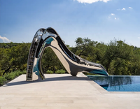Équipement de terrain de jeu en métal moderne, toboggan de piscine, statue de jardin, décoration de cour, sculpture extérieure en acier inoxydable
