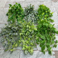Daun Anggur Buatan, Tanaman Rambat Scindapsus, Tanaman Rambat Boston Ivy Palsu, Untaian Tanaman Rambat untuk Dekorasi Rumah dan Pesta