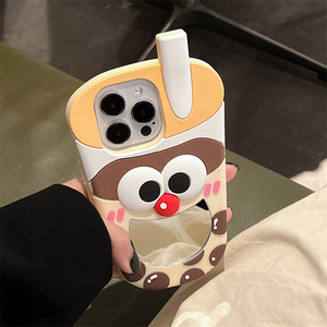 Nueva funda de teléfono de moda Milk Tea Little Brother con espejo para iPhone 12 13 14 15 16 Pro Max funda de teléfono de silicona a prueba de golpes - Product Image 3