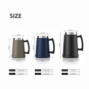 Mug personnalisé 18oz 24oz 2oz en acier inoxydable à double paroi isolé sous vide, tasses à café, mug à café, tasse à lait avec poignée - Product Image 6