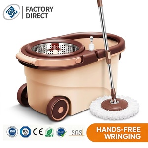 Serpillère essoreuse magique 360° à double système de seau, en microfibre, avec manche en acier, pour nettoyage domestique écologique - Product Image 1