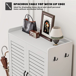 Organisateur de rangement à chaussures en bois blanc moderne, armoire à chaussures à 7 niveaux avec étagères réglables, grande capacité pour entrée, couloir, salon - Product Image 4