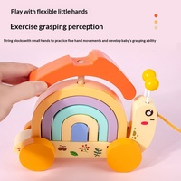 Blocs de construction en bois Beiyang Snail Trailer pour l'éducation précoce des jeunes enfants, jouets arc-en-ciel pour la reconnaissance des couleurs
