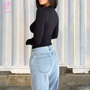 Loveda Hot Selling Frauen Sommer Y2K Streetwear Casual Solid Color Slim Fit Langarm Top - Product Image 2