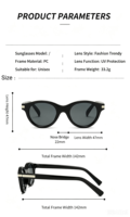 Lunettes de soleil rondes rétro en gros avec monture en métal et accent décoratif, protection UV400, lunettes de soleil tendance pour femmes et hommes
