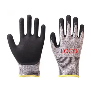 Custom Logo Hand Protection Anti Cut Nitrile frosted Gloves Level 5 Cut Resistant Gloves carpenter Work Safety Gloves carpenter
