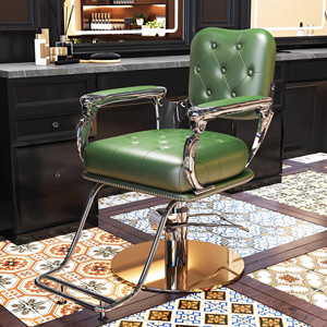 Sillón de <span class=keywords><strong>Barber</strong></span>ía Hidráulico de Estilo Clásico Antiguo, Resistente, con Función de Reclinación Completa, Diseño Retro en Cuero Tufted, para el Cuidado Personal Masculino - Product Image 1