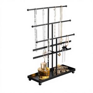 Présentoir de boucles d'oreilles en métal Support noir Support de boucles d'oreilles en aluminium Présentoir de bijoux Organisateur - Product Image 1