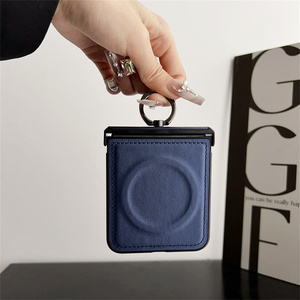 2025 Leather Bracket Case for Samsung <strong>Z</strong> Flip 6 5 4 3 ZFlip4 5 Magnetic Ring <strong>Holder</strong> Stand Shockproof Solid Color Cover - Product Image 4
