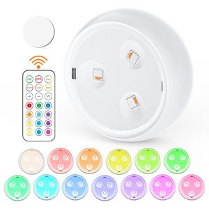 ไฟกลางคืน LED RGB 13 สี สไตล์โมเดิร์นมินิมอล พร้อมรีโมทคอนโทรล ปรับความสว่างได้ ใช้แบตเตอรี่ AAA วัสดุ PC สำหรับตู้เก็บของและห้องนั่งเล่น - Product Image 1