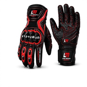 Guantes de Motocicleta Long Mission, de Cuero, Largos hasta la Muñeca, Estilo Deportivo, Transpirables, Sin Forro, Ecológicos, con Pantalla Táctil, para Uso Diario - Product Image 1